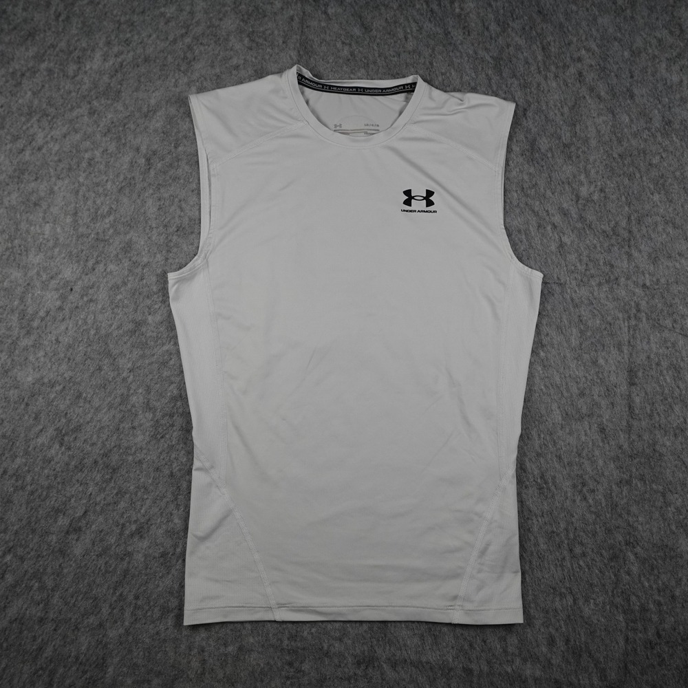 Under Armour Shirt Mens Large White Compression HeatGear Sleeveless